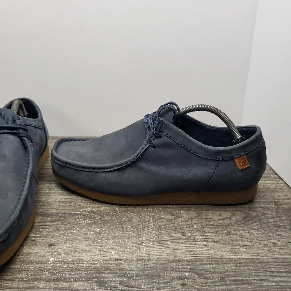 Clarks Collection Wallabees Shoes Men Size 12 Blue Suede Leather Moccasin 15522